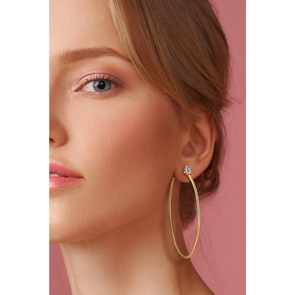 Moissanite Diamond 925 Sterling Silver Big Hoop Earrings